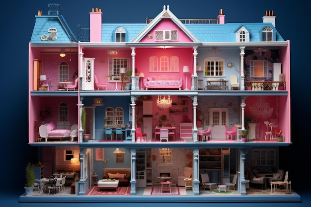 Pink doll house Generate Ai