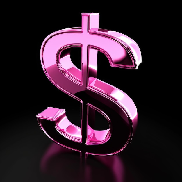 Pink Dollar Sign isolated on Black Background