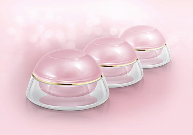 Pink dome cosmetic jars