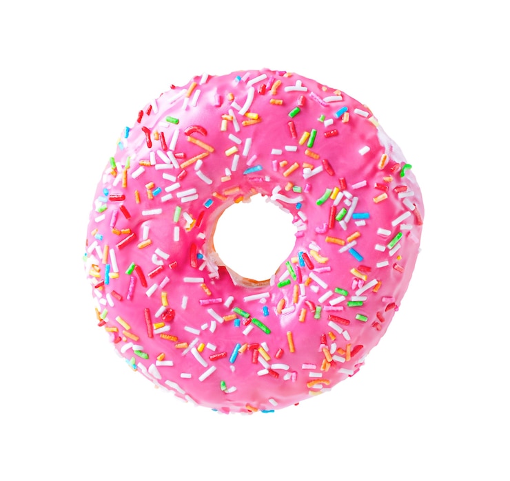 Photo pink donut isolated on a white background.