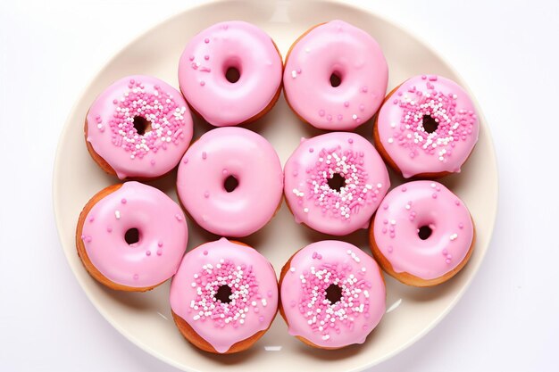 写真 ピンクのドーナツと豊富さを強調する背景に似たドーナツの積み重ね