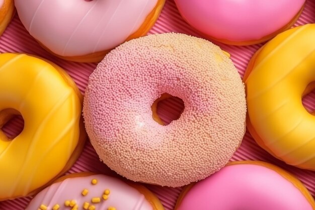 A pink donut with a hole in the middle of it