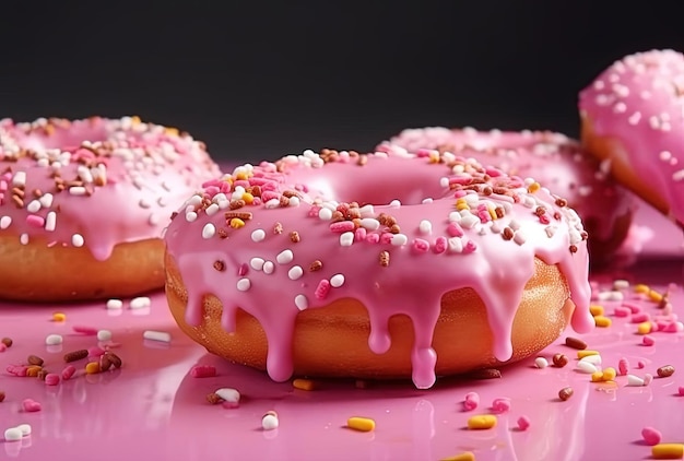 Pink donuts with sprinkles