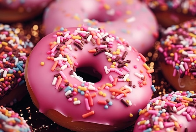 Pink donuts with sprinkles