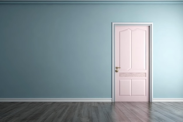 Pink door blue wall empty room Generate Ai