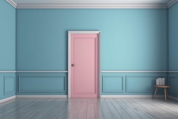 Pink door blue wall Generate Ai