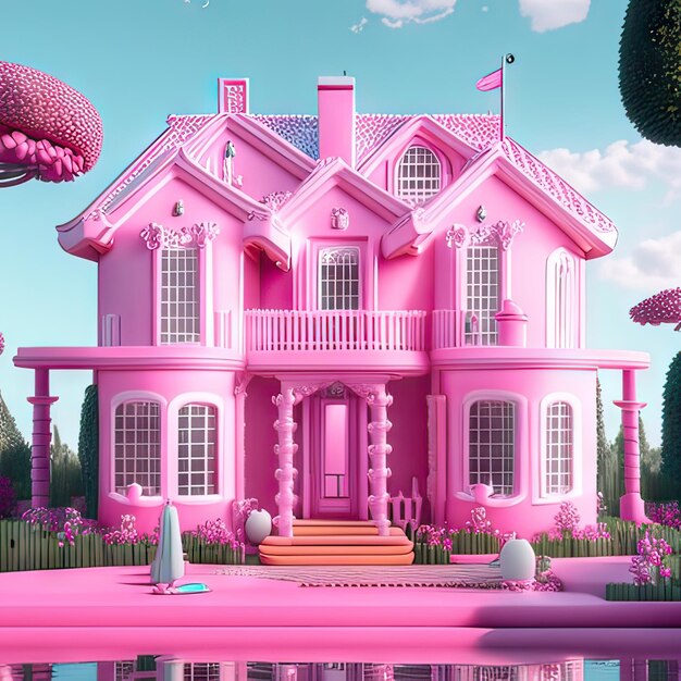 Pink dream house Generative AI