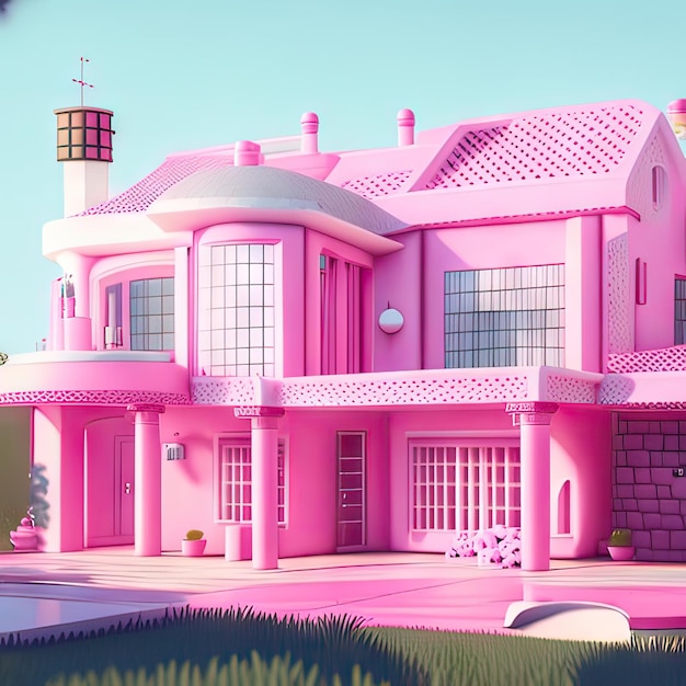 Foto casa da sogno rosa ai generativa