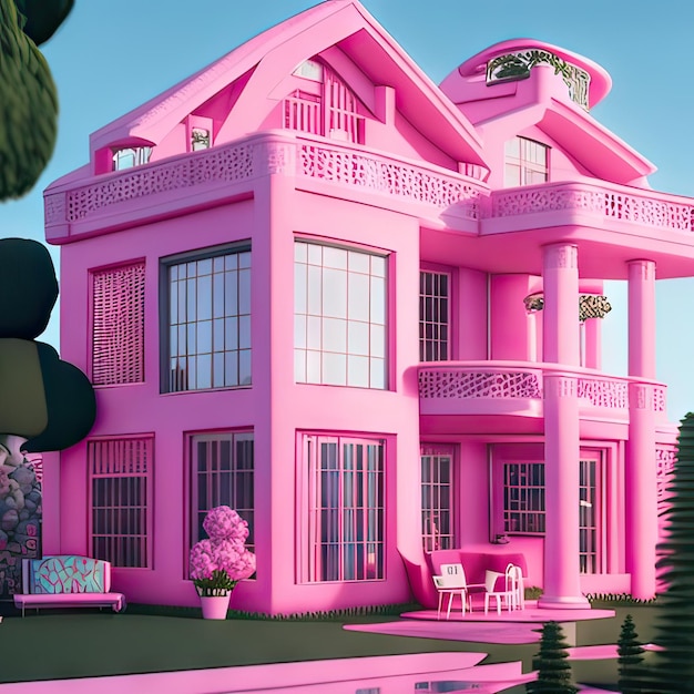 Pink dream house generative ai