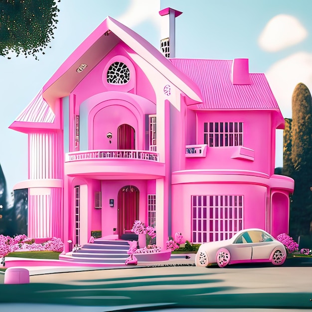 Pink dream house Generative AI