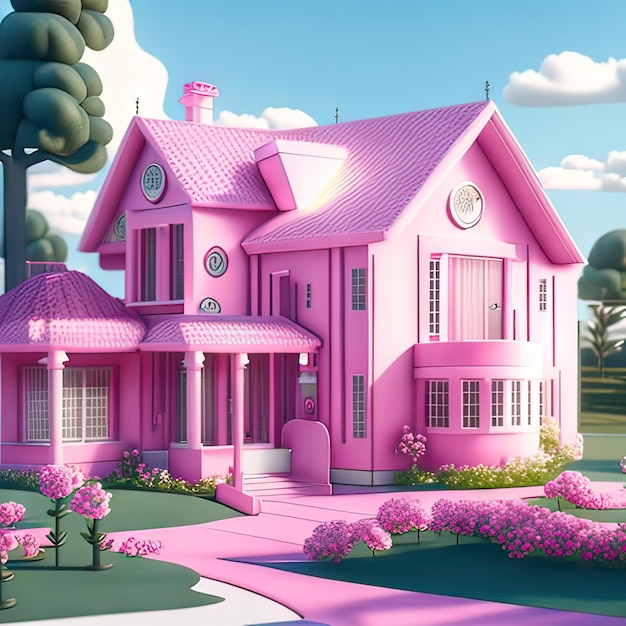 Pink dream house Generative AI