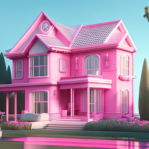 Pink dream house Generative AI