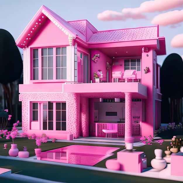 Розовый дом мечты Генеративный ИИ