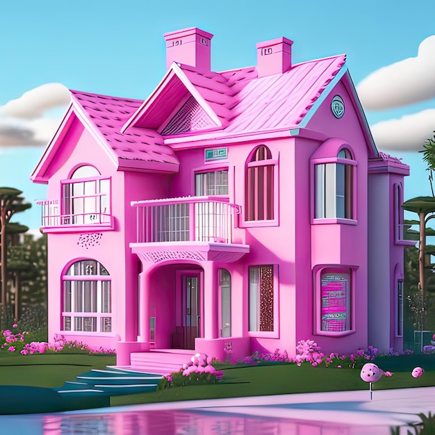 Pink dream house Generative AI