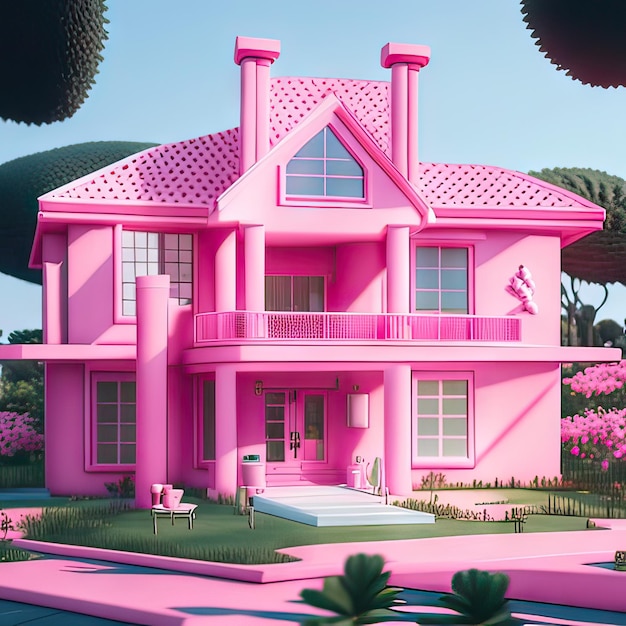 Pink dream house Generative AI