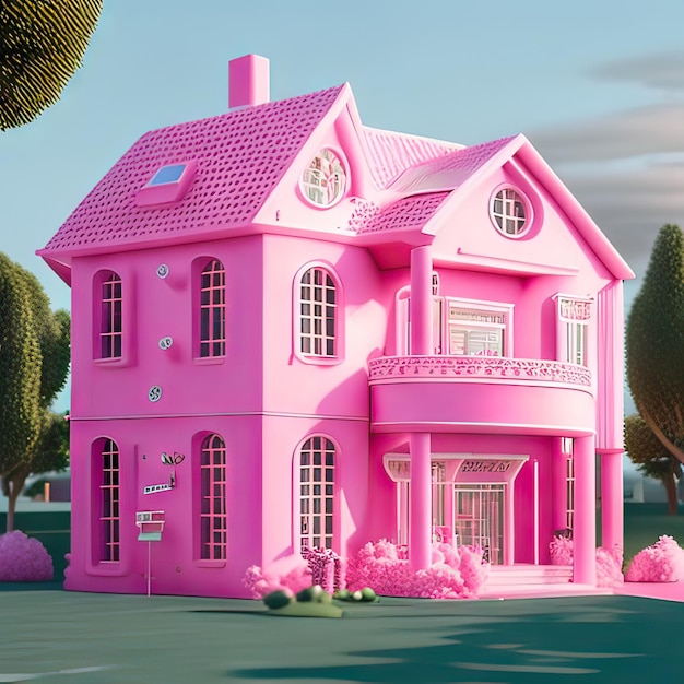 Pink dream house Generative AI