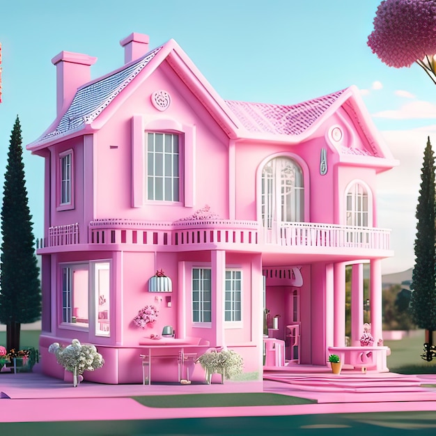 Pink dream house Generative AI