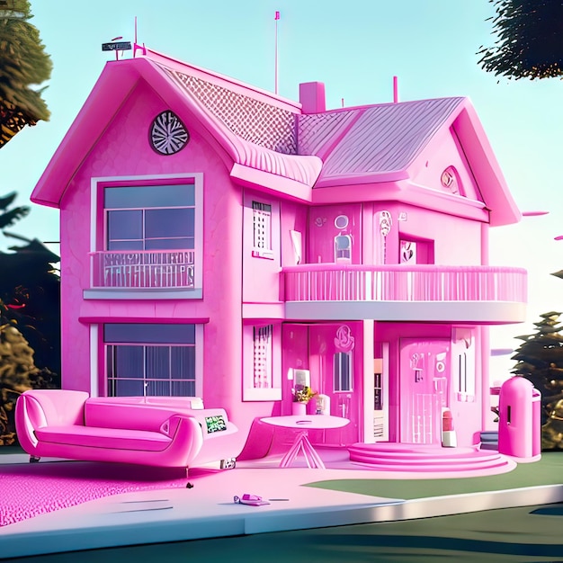 Pink dream house Generative AI