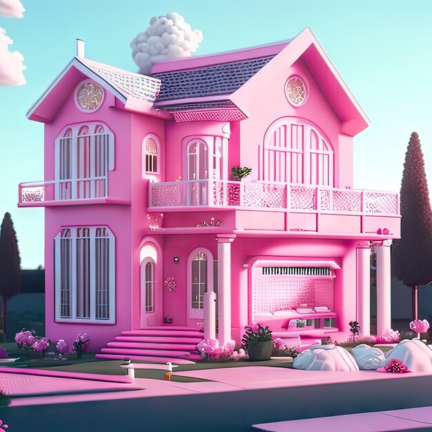 Pink dream house Generative AI