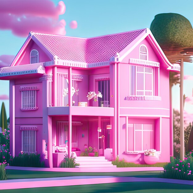 Pink dream house generative ai