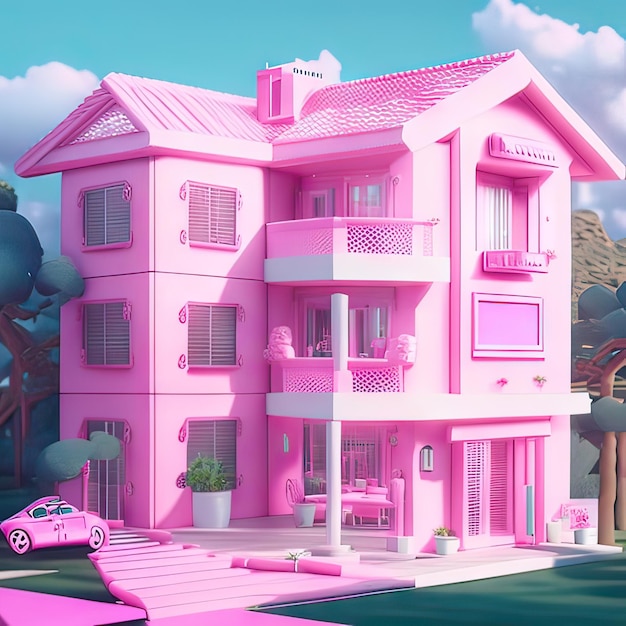 Pink dream house generative ai