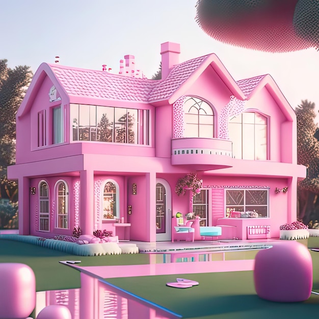 Pink dream house generative ai