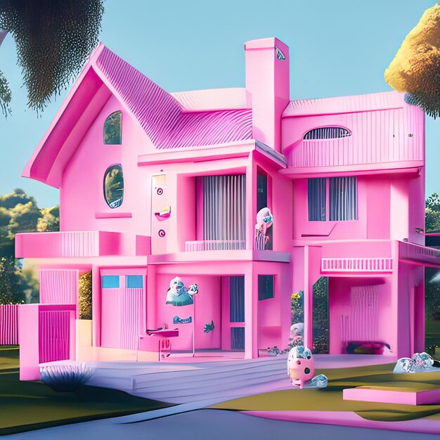 Pink dream house Generative AI