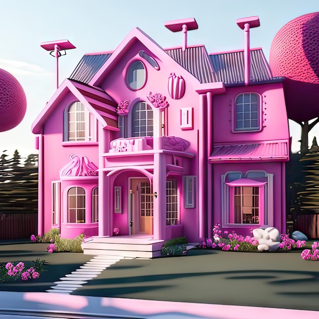 Pink dream house Generative AI