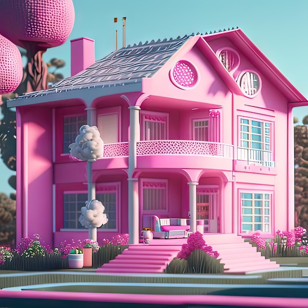 Pink dream house Generative AI