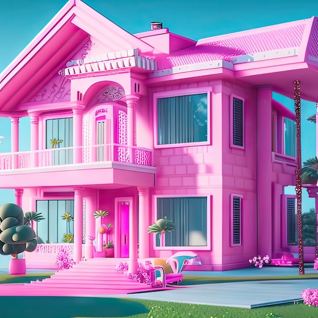 Pink dream house generative ai