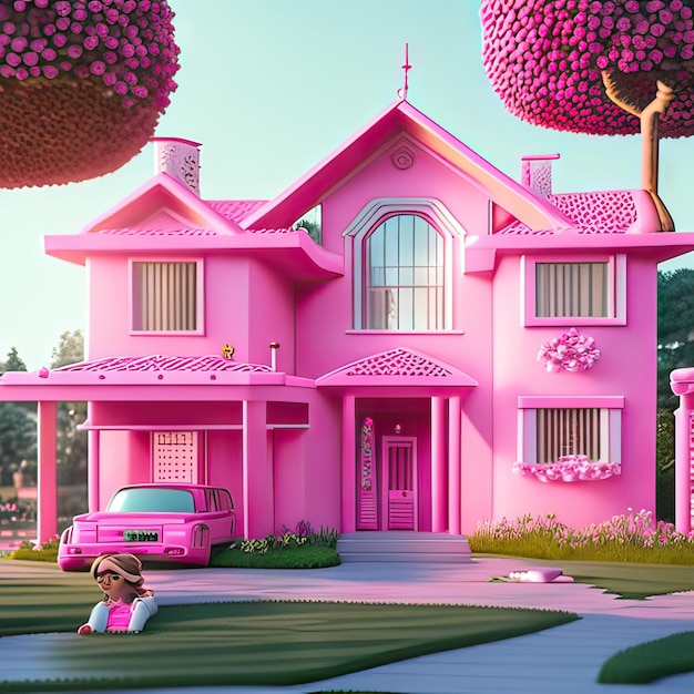 Pink dream house Generative AI