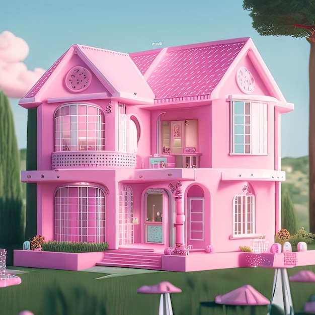 Pink dream house Generative AI