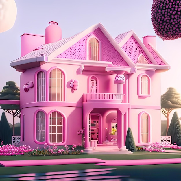 Pink dream house Generative AI