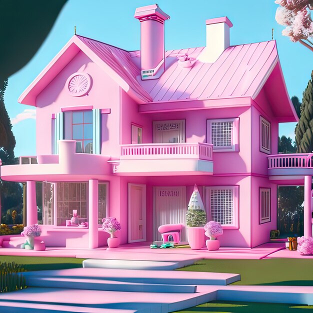 Pink dream house Generative AI