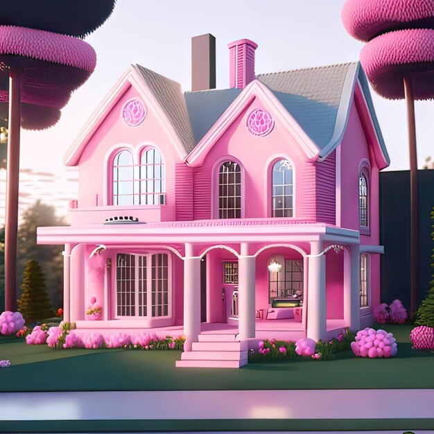 Pink dream house Generative AI