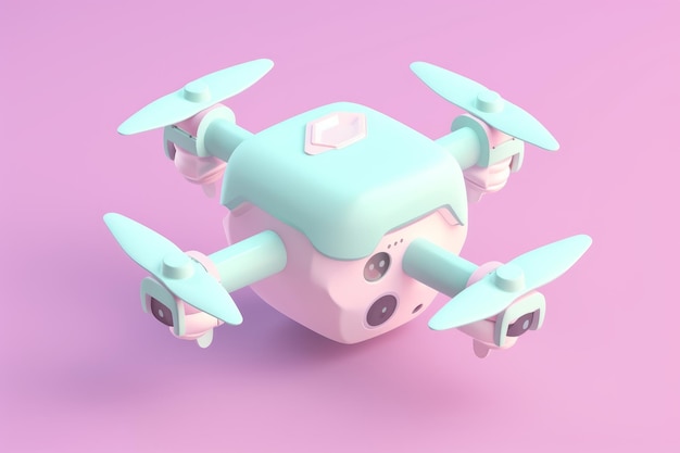 A pink drone with a blue cover