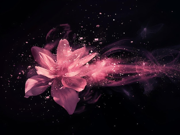 Pink Dust Flower Effect With Blooming Flowers and Pink Color Effect FX Texture Film Fillter BG Art