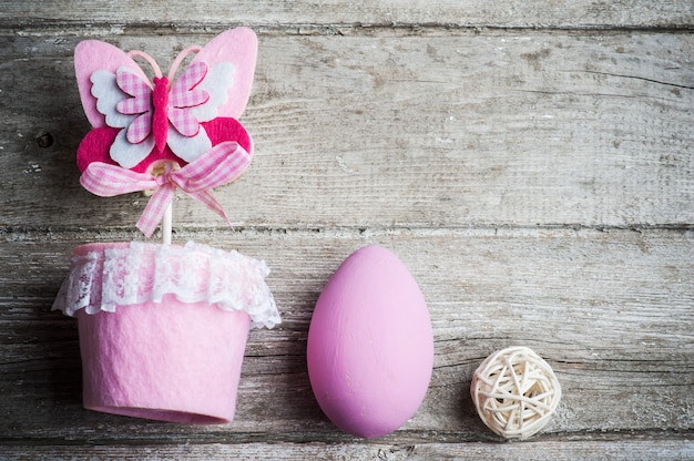 Pink easter egg and butterfly