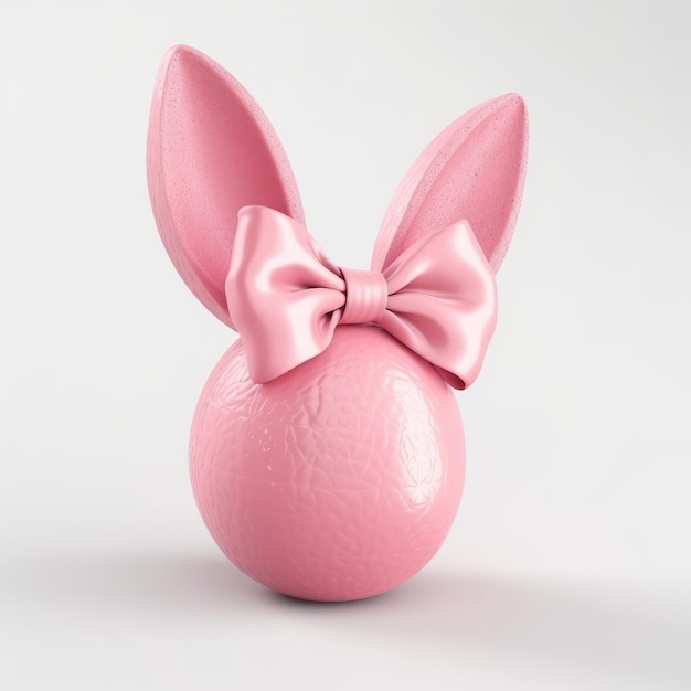 Pink easter egg with bunny ears headband on white generative ai