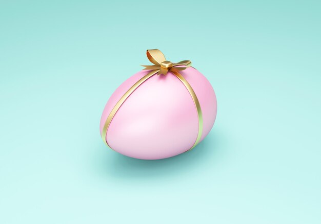 Pink Easter Egg with Golden Ribbon and Bow on  wall