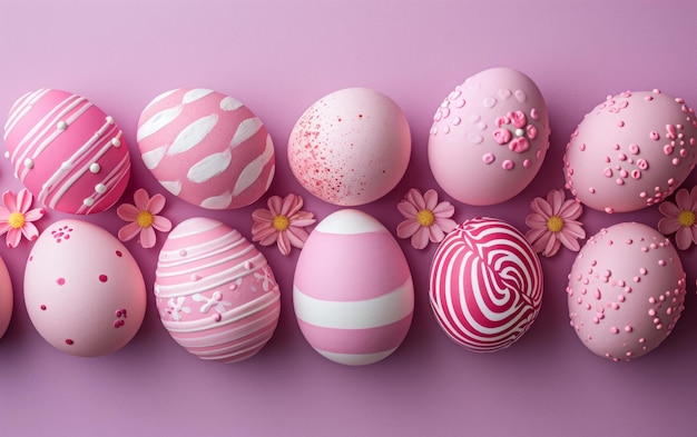 Pink Easter Eggs and Flowers Arrangement