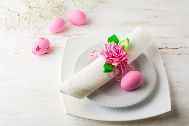 Pink Easter table place setting
