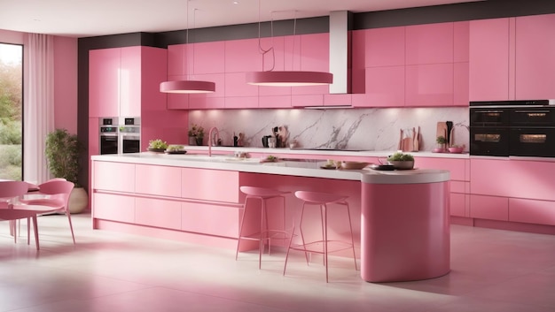 Pink Elegance A Modern Kitchen Oasis