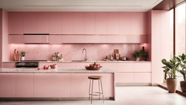 Pink Elegance A Modern Kitchen Oasis