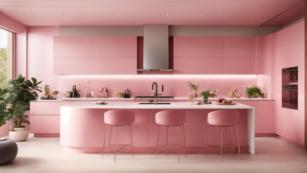 Pink Elegance A Modern Kitchen Oasis