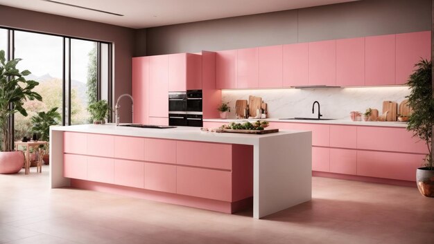 Pink Elegance A Modern Kitchen Oasis