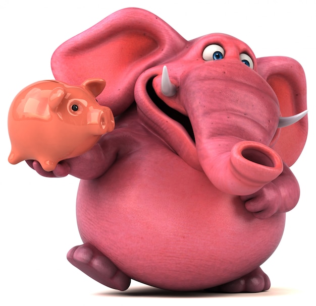 Pink elephant 3D Illustration