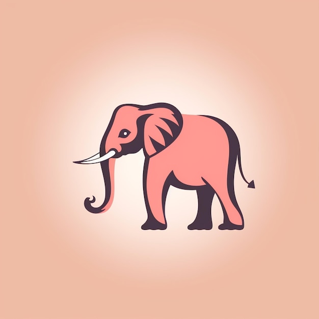 Розовый слон с большим бивнем на нем