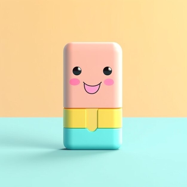 Photo a pink eraser with a pink face on a blue background