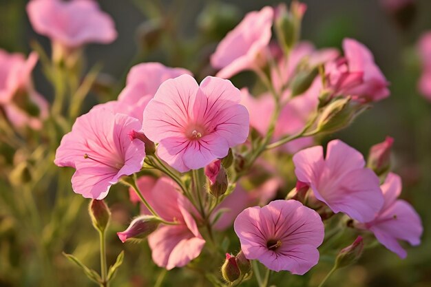 ピンクの月見草の花が生み出す愛